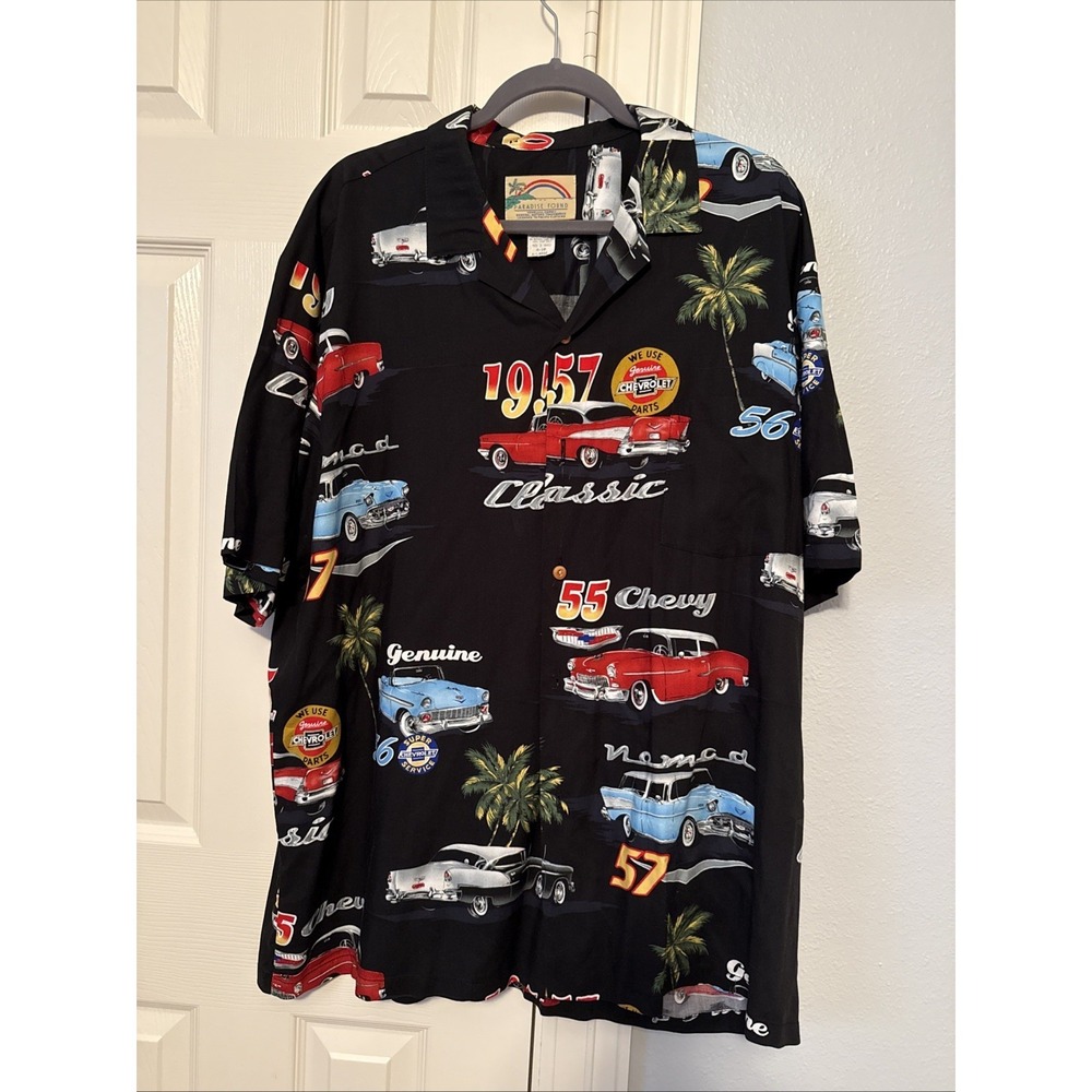 VTG Paradise Found  1950s Classic Cars Hawaiian Shirt Men's Size X-Large XL